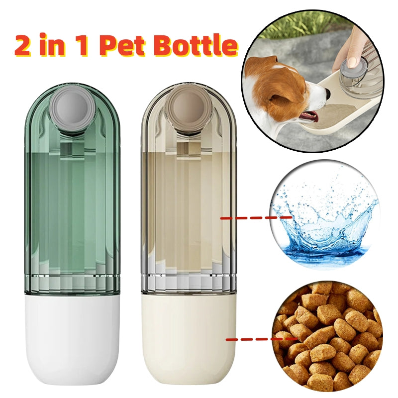 Portable 2-in-1 Dog Walking Water Bottle & Feeder